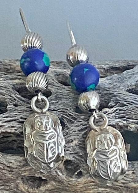 Scarab And Alaska Opal Earrings. Mary Page Jones - custom jewelry for sale