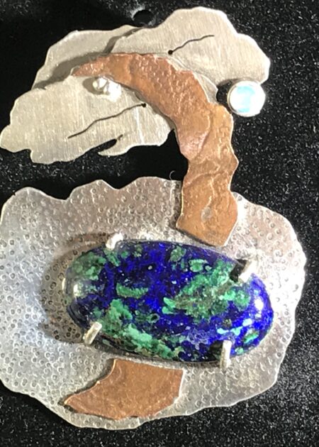 Earth And Sky Pendant - Azurite with 0pal - Custom made jewelry by Mary Page Jones